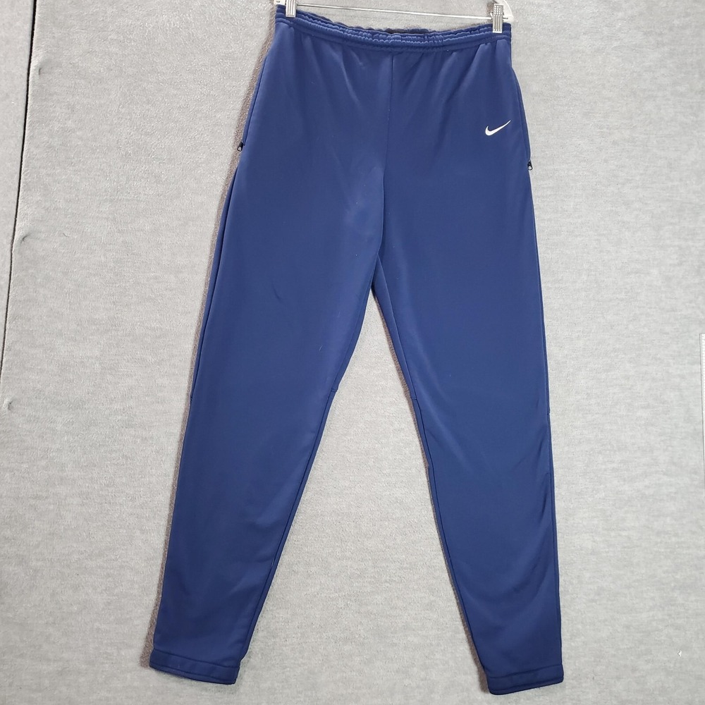 VINTAGE Nike Men Activewear Pants Large Blue Track Logo Ankle‎ Zip Y2K